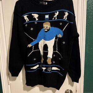 Black and Blue Graphic Crewneck Sweater